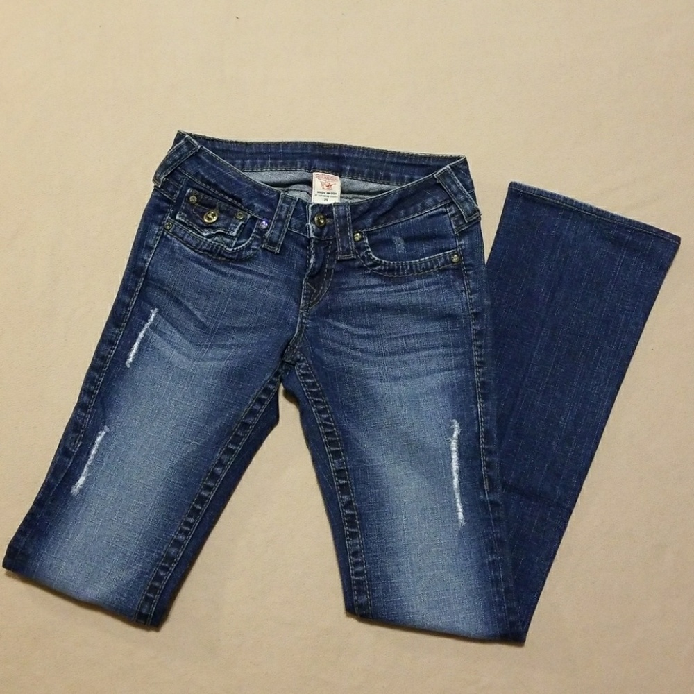 True Religion disco dark crystal jeans low rise 25x32